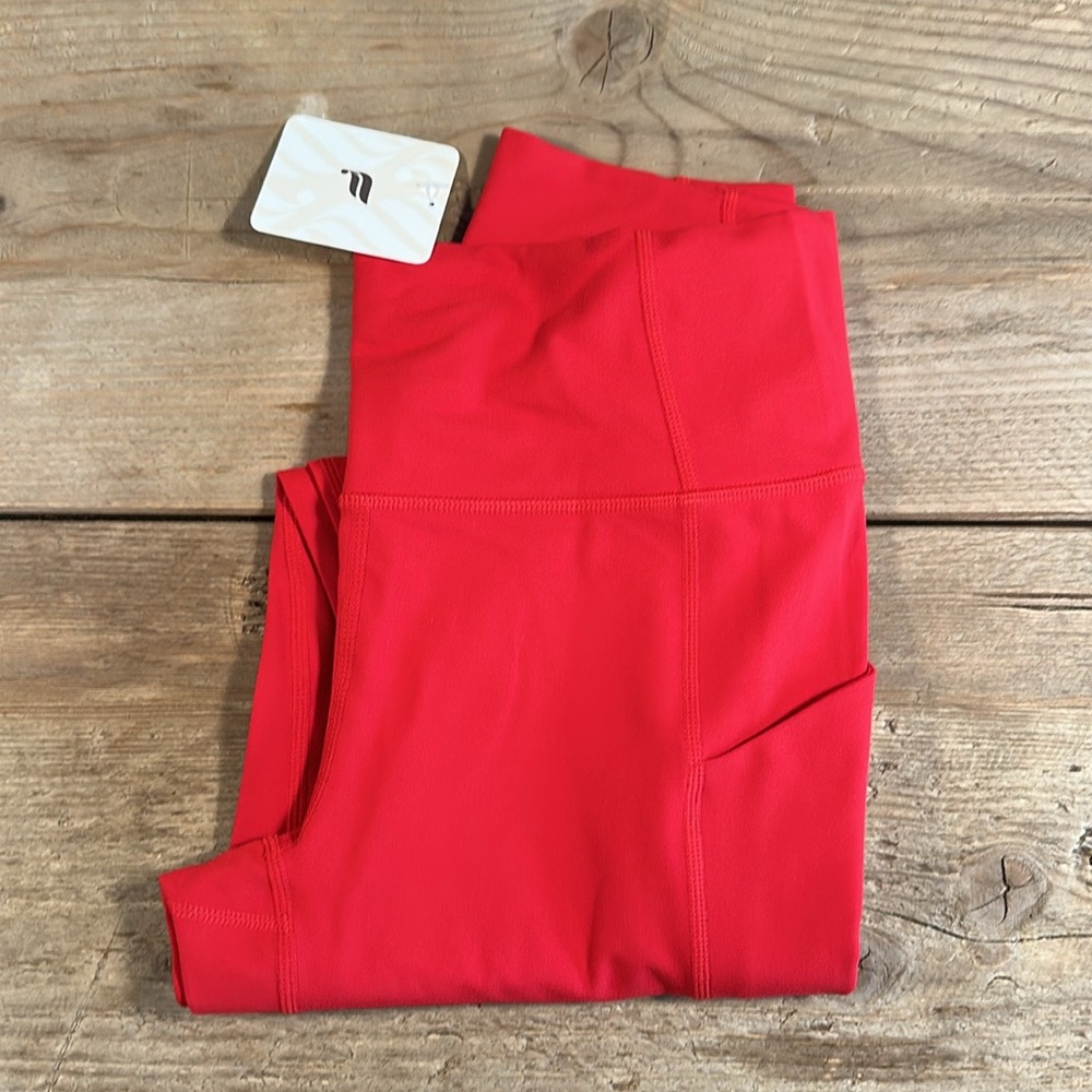 NWT- Fabletics PureLuxe High-Waisted Pocket 7/8 Leggings -HEATED RED (24”) new ! - Picture 7 of 11